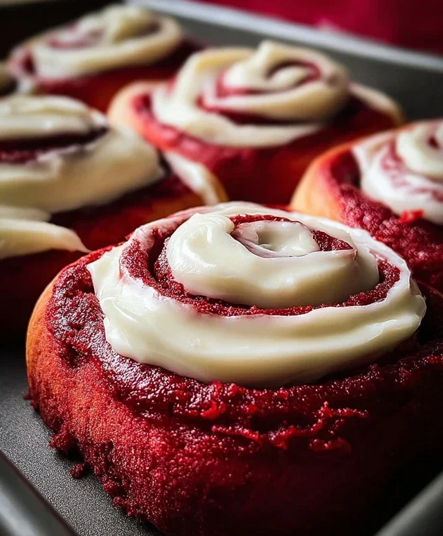Red Velvet Cinnamon Rolls with Cream Cheese Icing