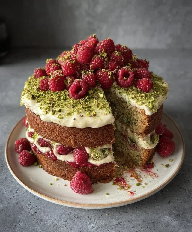 Pistachio Raspberry Cake