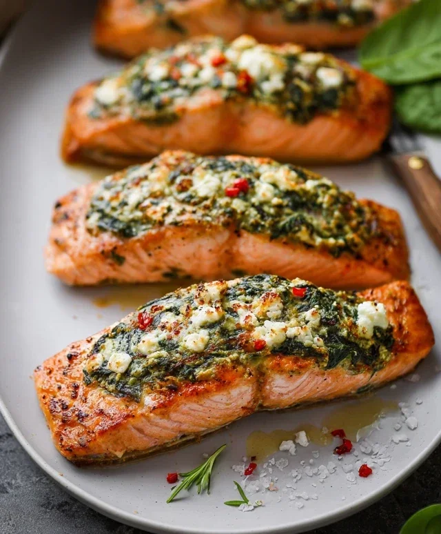 Stuffed Salmon With Spinach & Feta (30 minutes!)