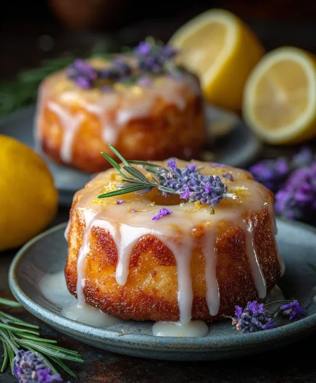 Mini Lemon Cakes With Lavender Glaze