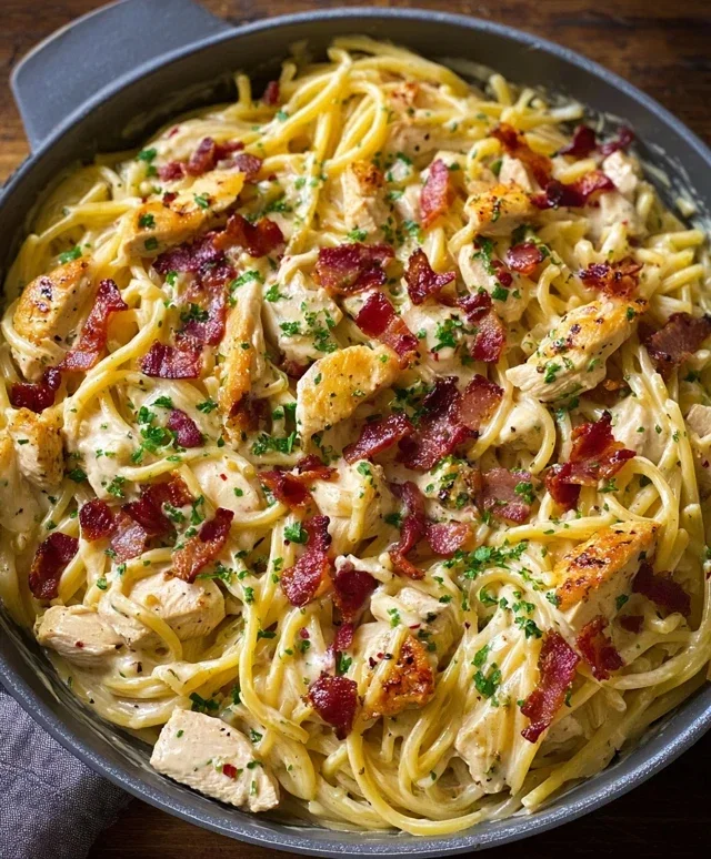 One-Pan Creamy Ranch Beef Beef Bacon Chicken Pasta