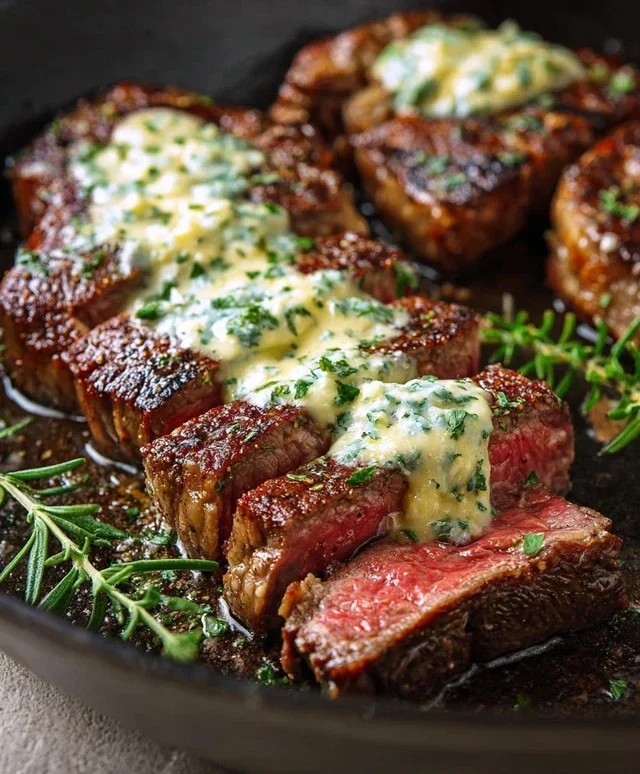 Garlic Butter Steak With Parmesan Cream Sauce