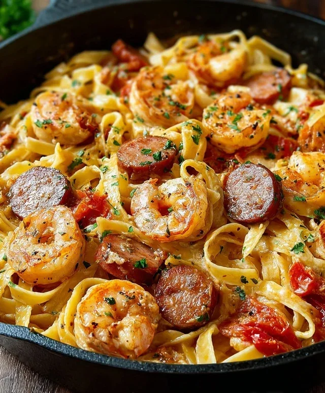 Creamy Cajun Shrimp Pasta with Sausage