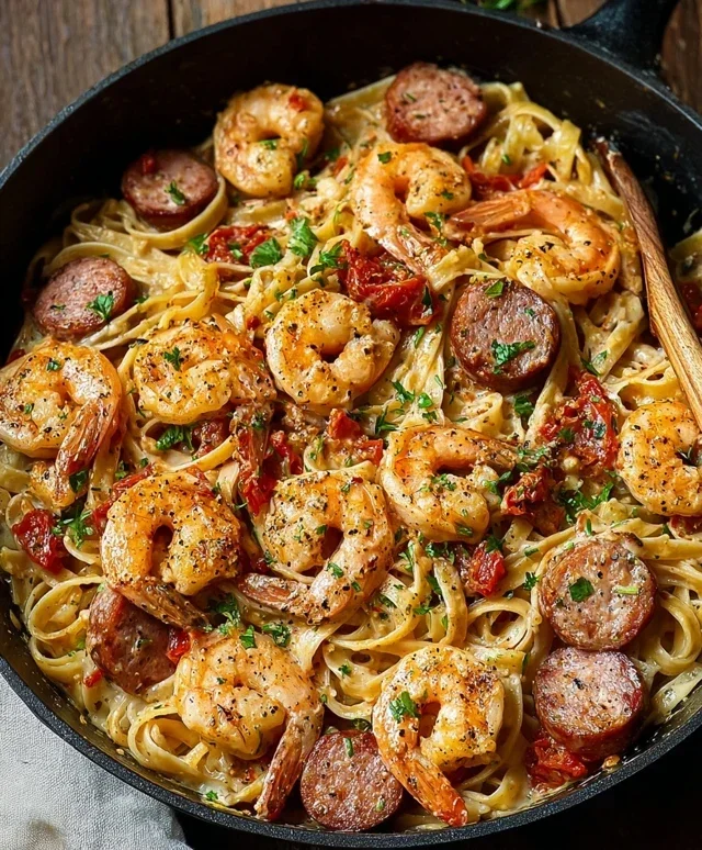 Creamy Cajun Shrimp Pasta with Sausage