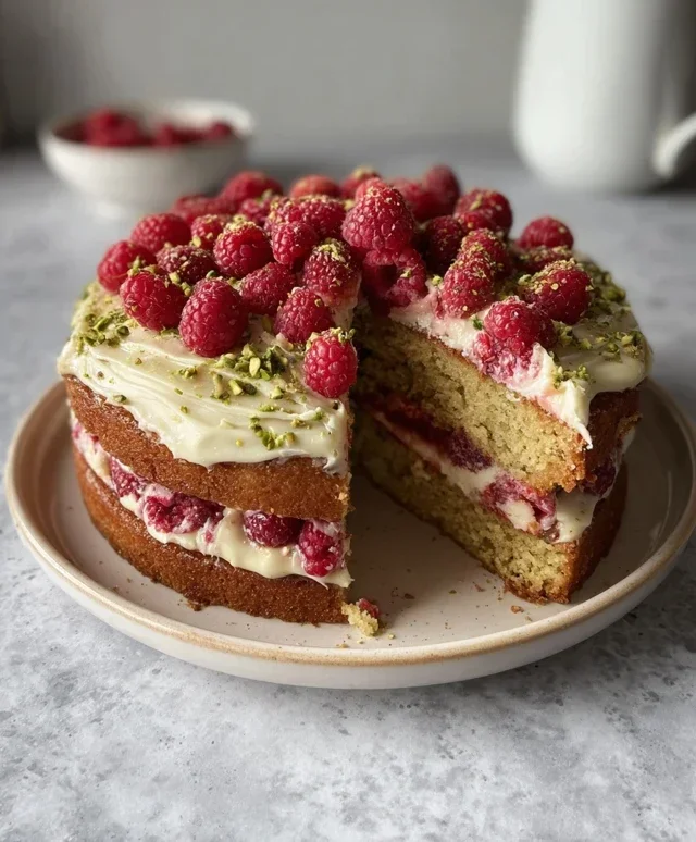 Pistachio Raspberry Cake