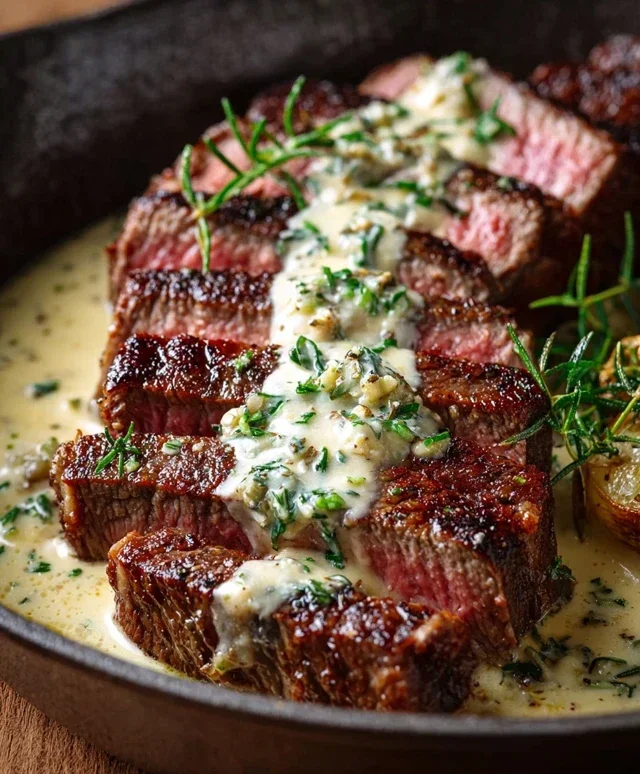 Garlic Butter Steak With Parmesan Cream Sauce