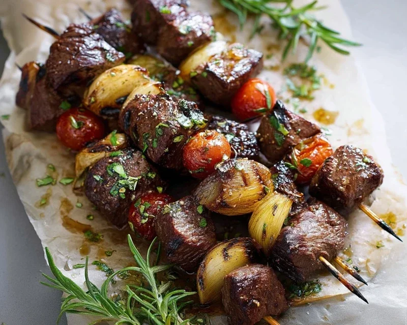 Rosemary Garlic Steak Kebabs