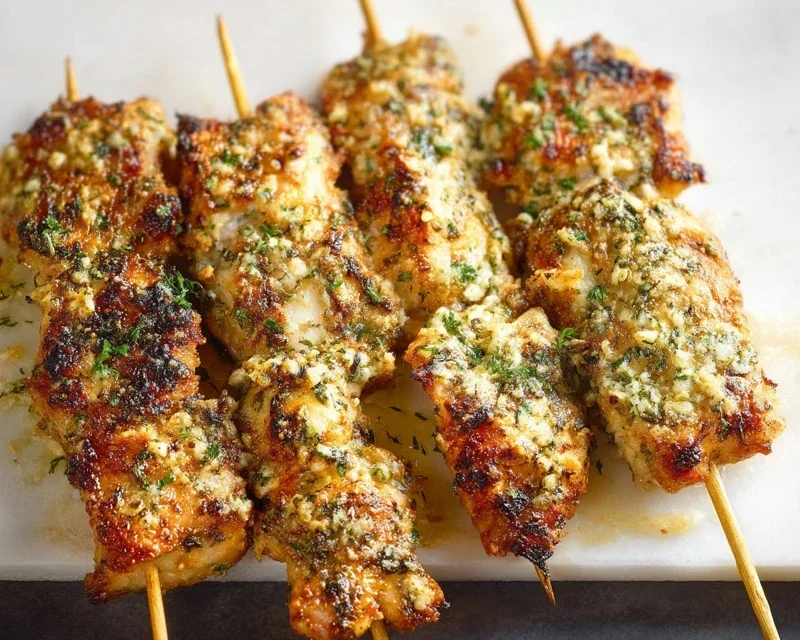 Garlic Parmesan Chicken Skewers