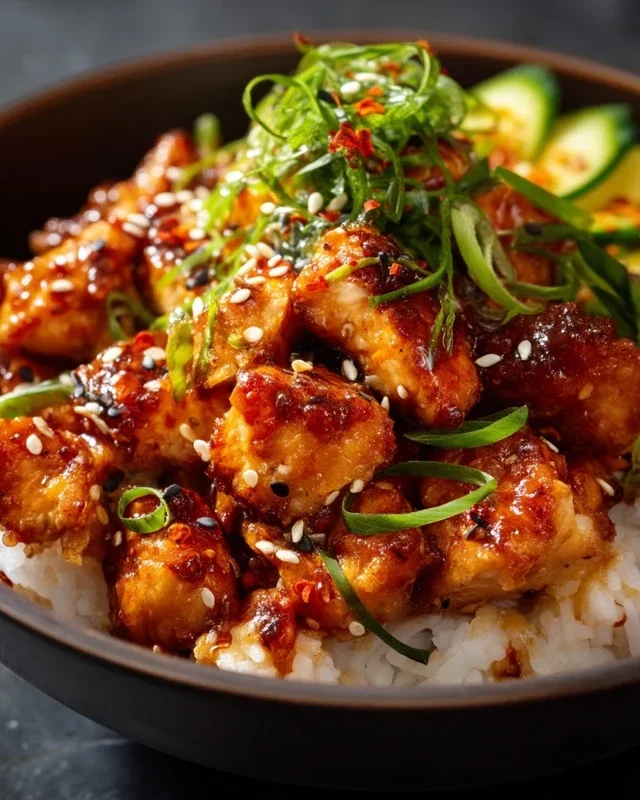 Spicy Honey-Gin Extract Extractger Chicken Bowls with Yum Yum Sauce
