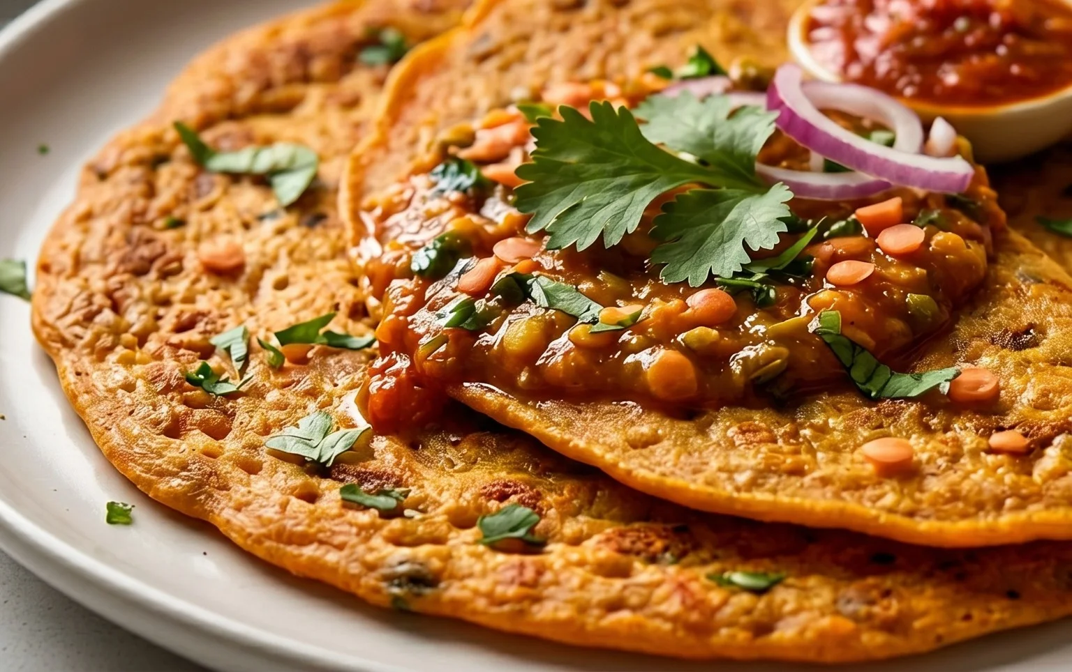Masoor Dal Chilla | Savory Red Lentil Pancakes