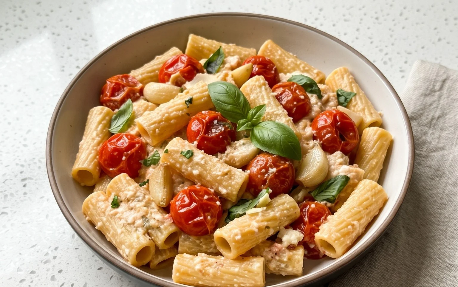 Roasted Tomato and Garlic Ricotta Pasta