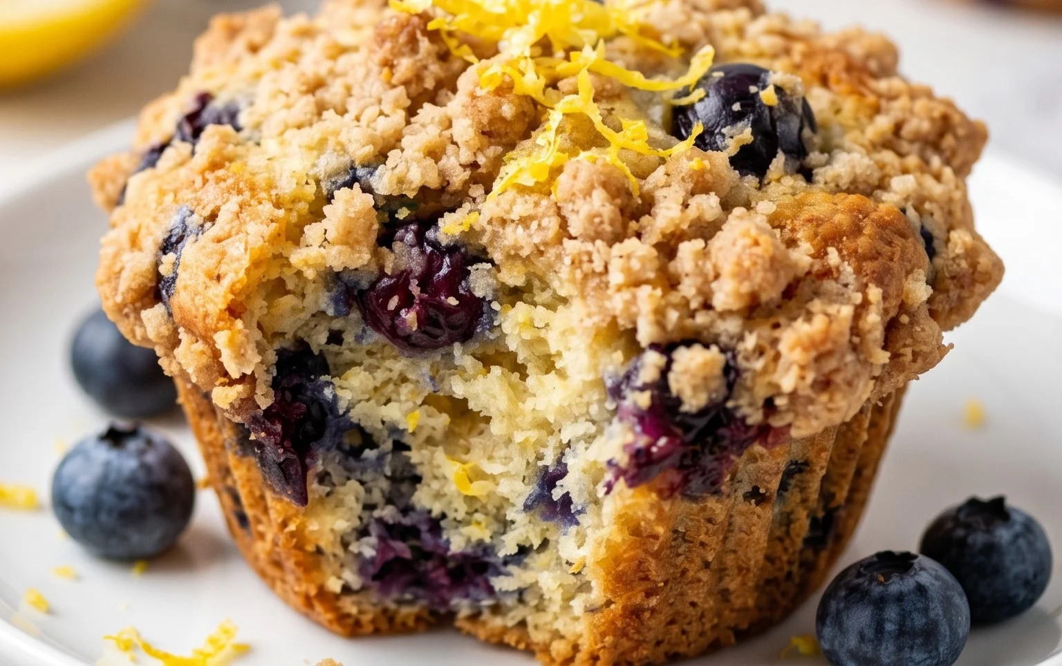 Lemon Blueberry Streusel Muffins