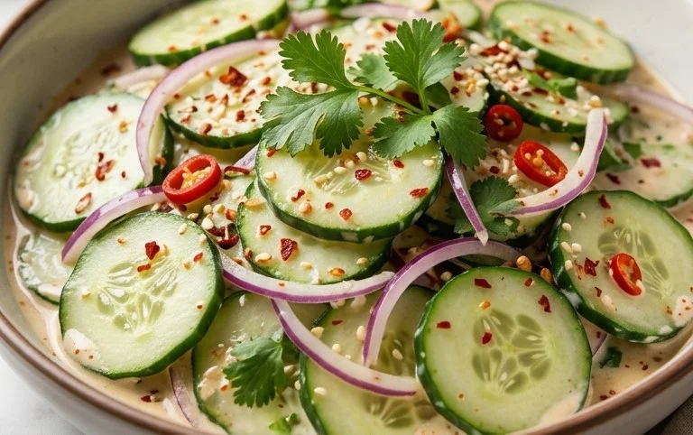 Creamy Asian Cucumber Salad Bowl