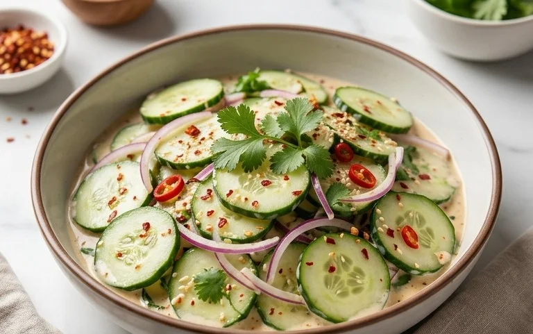 Creamy Asian Cucumber Salad Bowl