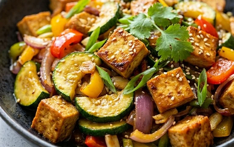 Zucchini Stir Fry With Tofu (Vegan)