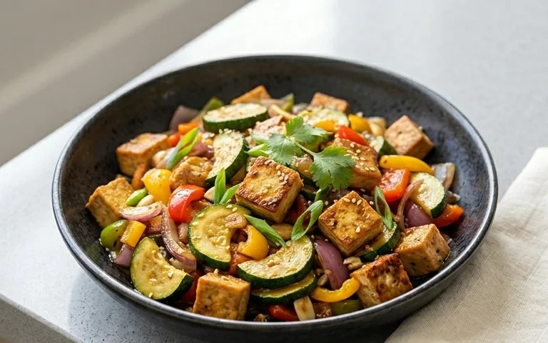 Zucchini Stir Fry With Tofu (Vegan)