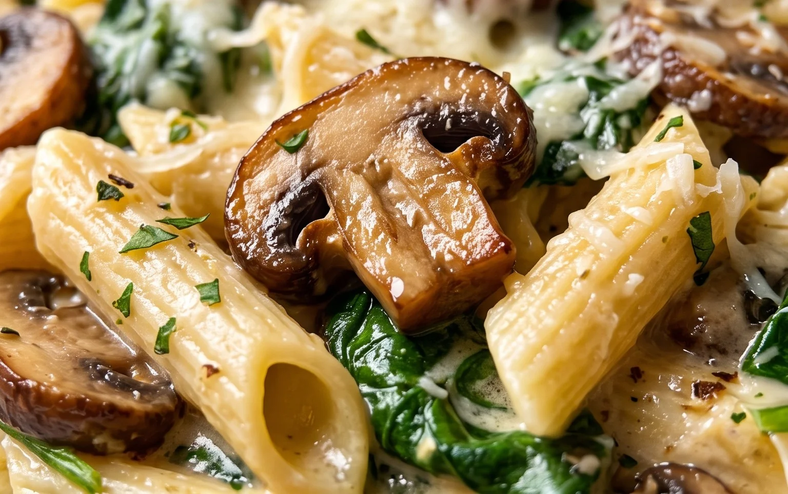 Parmesan Spinach Mushroom Pasta Skillet