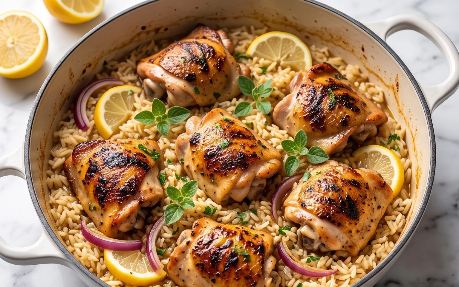 Greek Chicken and Lemon Rice (30 Minutes, One-Pot)