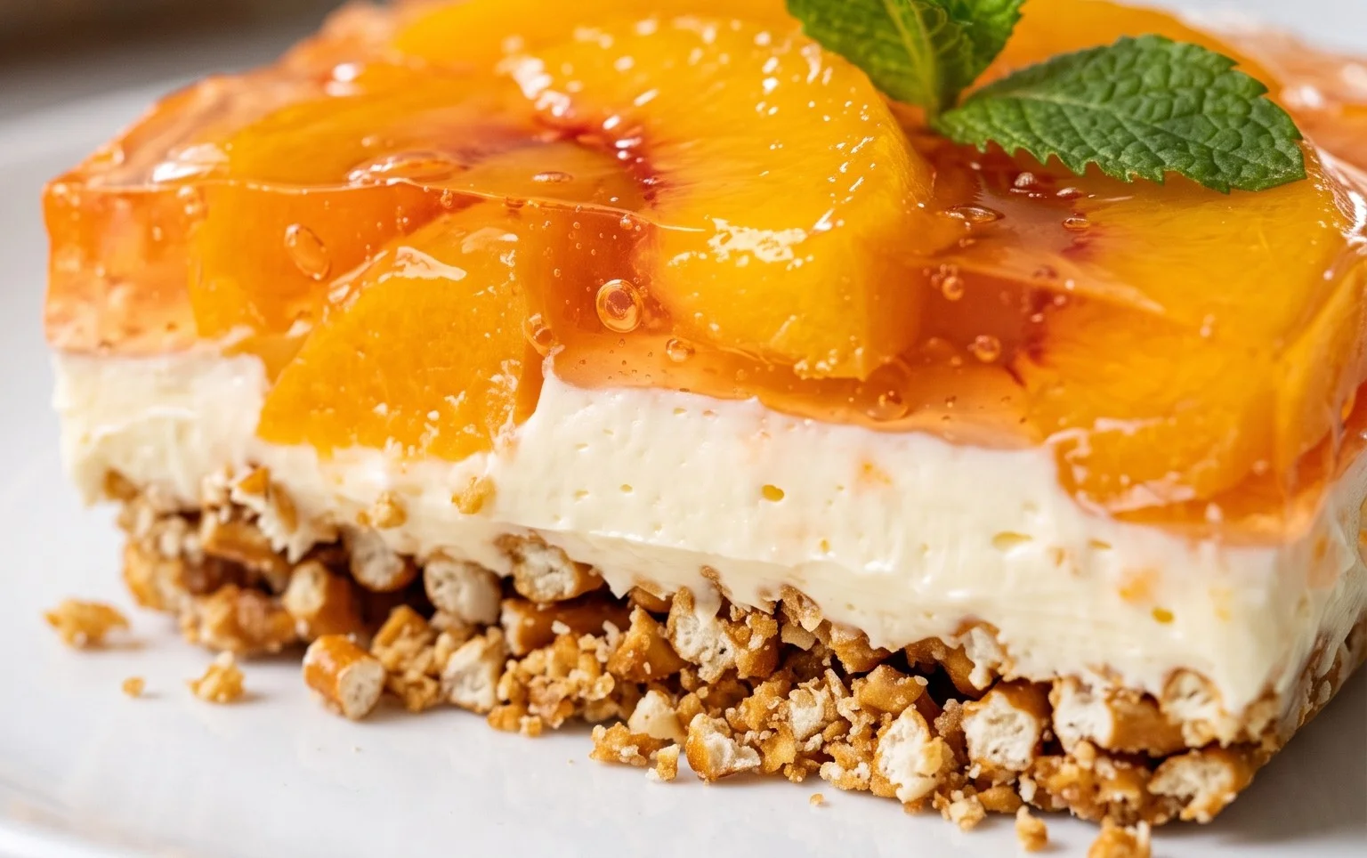 Peach Pretzel Salad Dessert