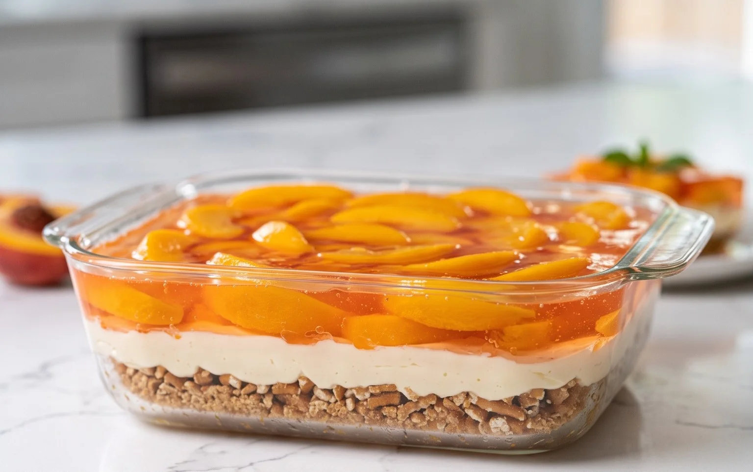 Peach Pretzel Salad Dessert