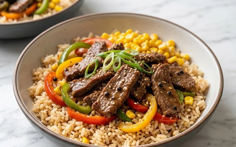 Beef Pepper Rice Bowl is a delicious meal option.