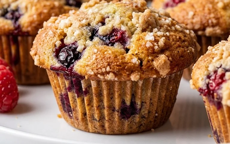 Bakery Style Mixed Berry Muffins | with Frozen Berries