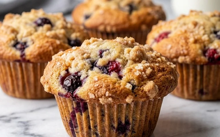 Bakery Style Mixed Berry Muffins | with Frozen Berries