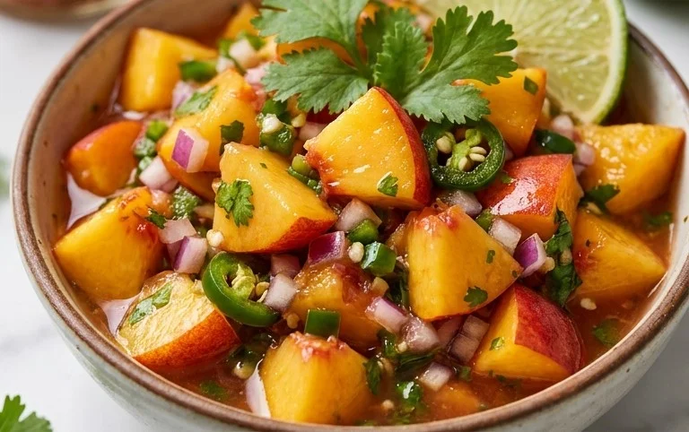 Sweet & Spicy Peach Salsa Canning Recipe