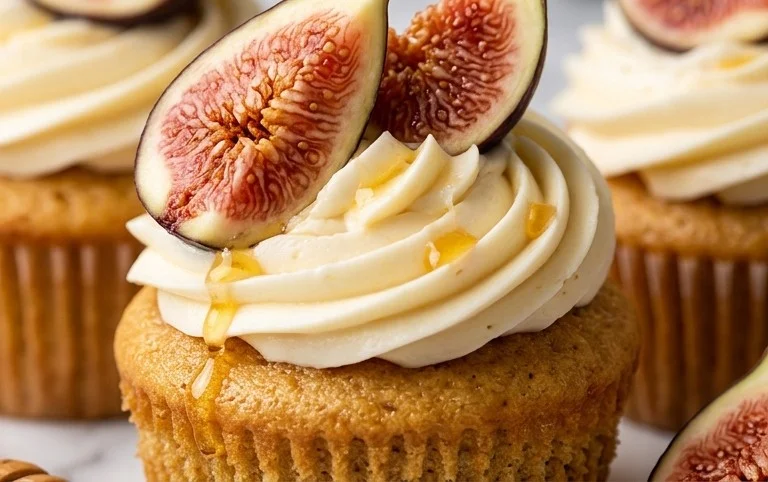 Fig Cupcakes with Honey Cream Cheese Frosting