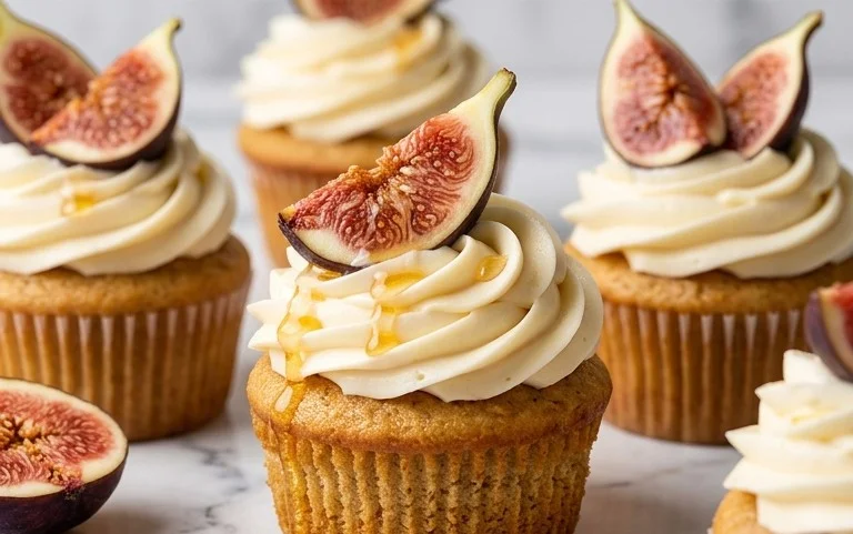 Fig Cupcakes with Honey Cream Cheese Frosting