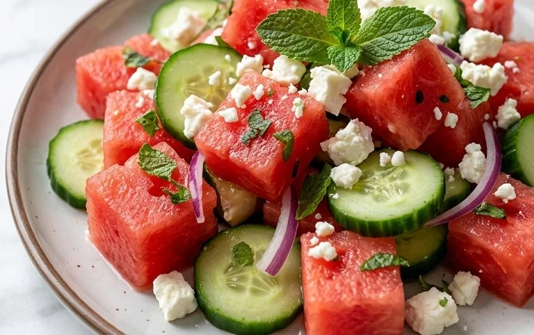 Watermelon Salad with Cucumber and Feta