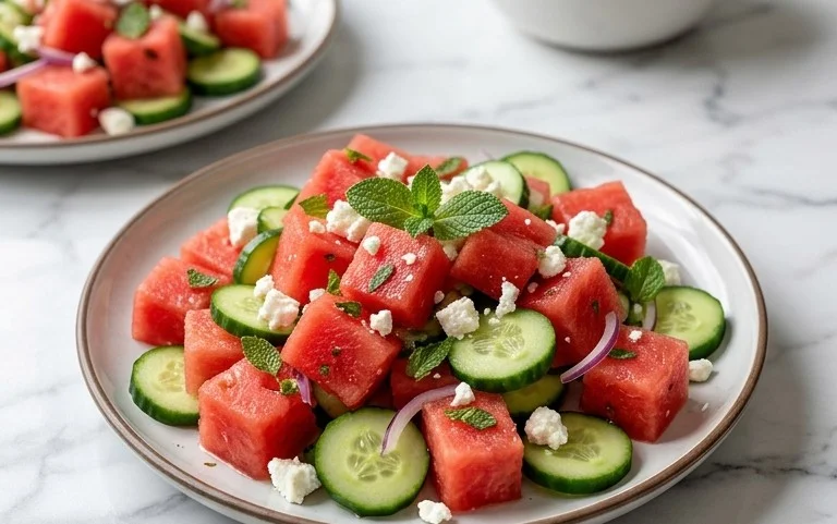 Watermelon Salad with Cucumber and Feta