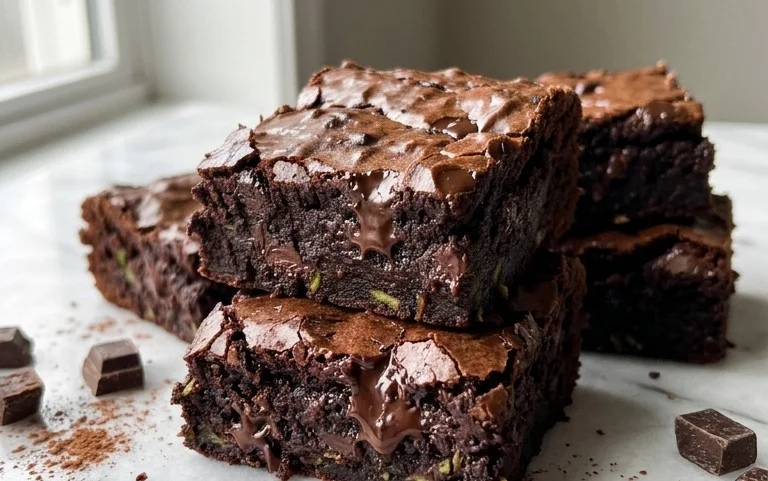 Fudgy Dark Chocolate Zucchini Brownies Recipe